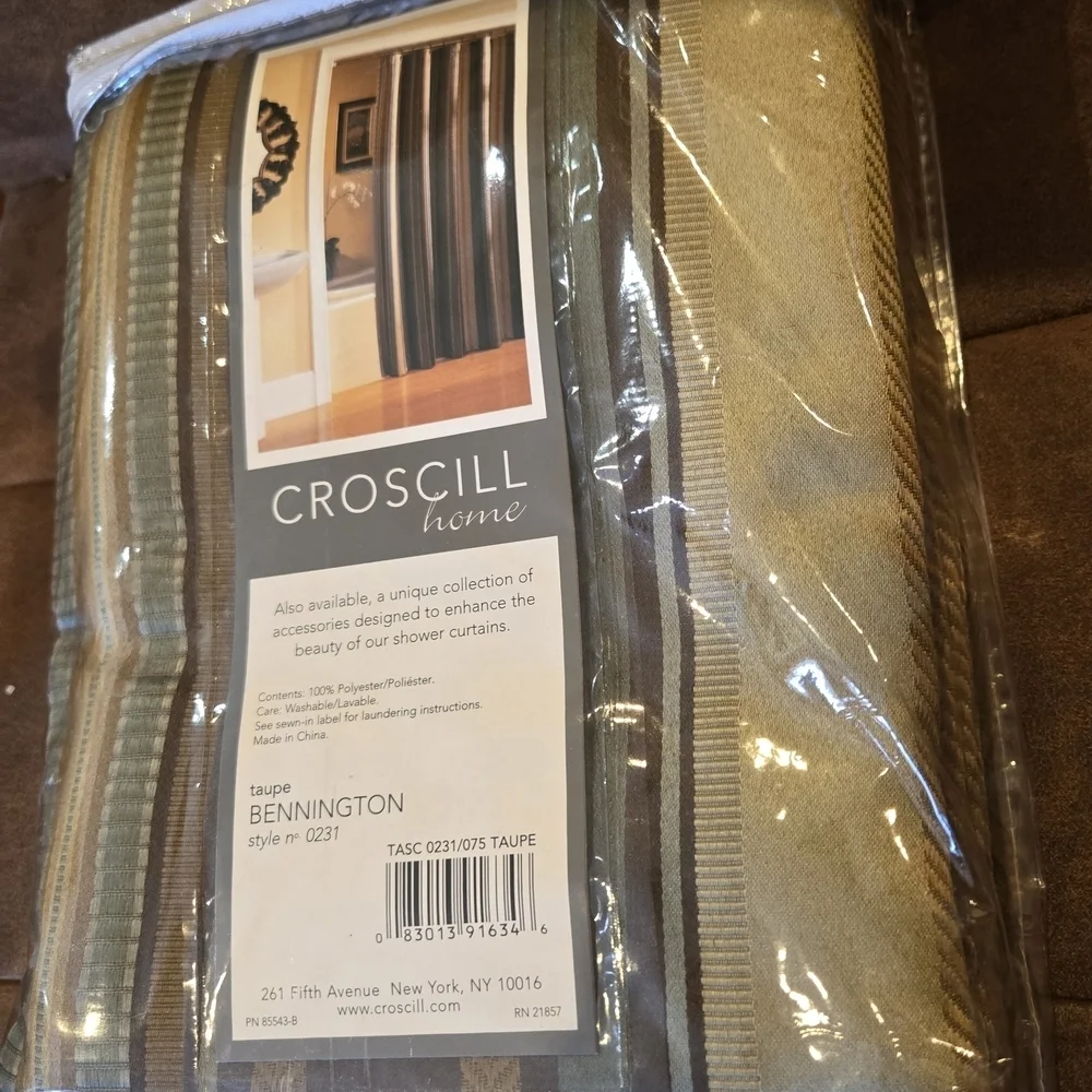 Croscill Home Fabric Shower Curtain/ Rich Striped Fall✨️Winter Hues/ NEW!